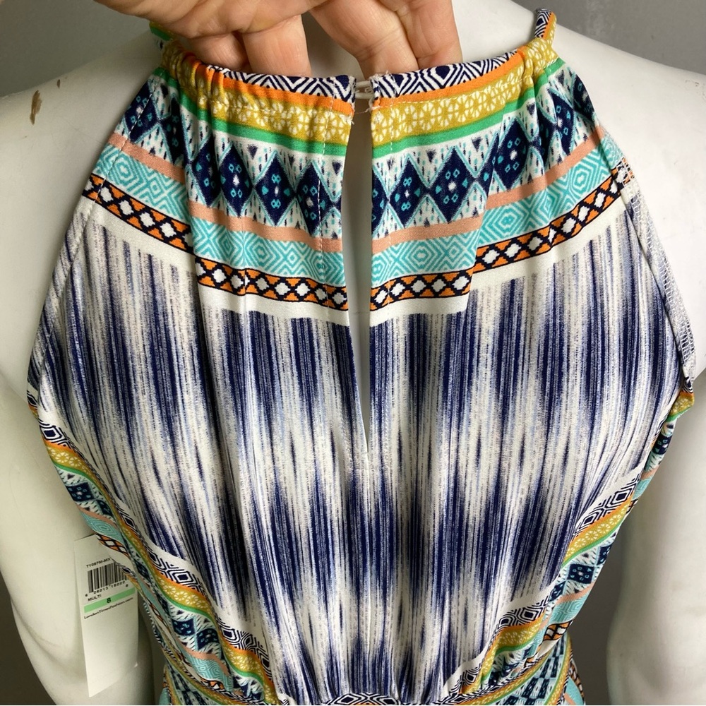 London Times maxi dress size 8 NWT Southwestern halter longline sleek Cleopatra - Picture 12 of 15